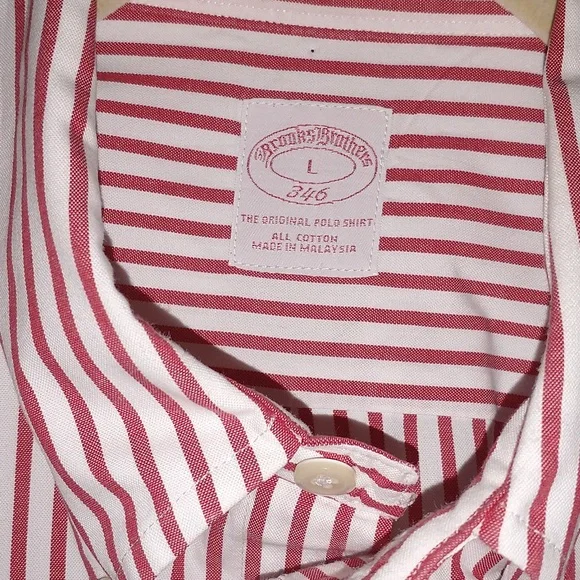 Brooks Brothers men's size L cotton button up shirt w front pocket logo - Picture 2 of 9